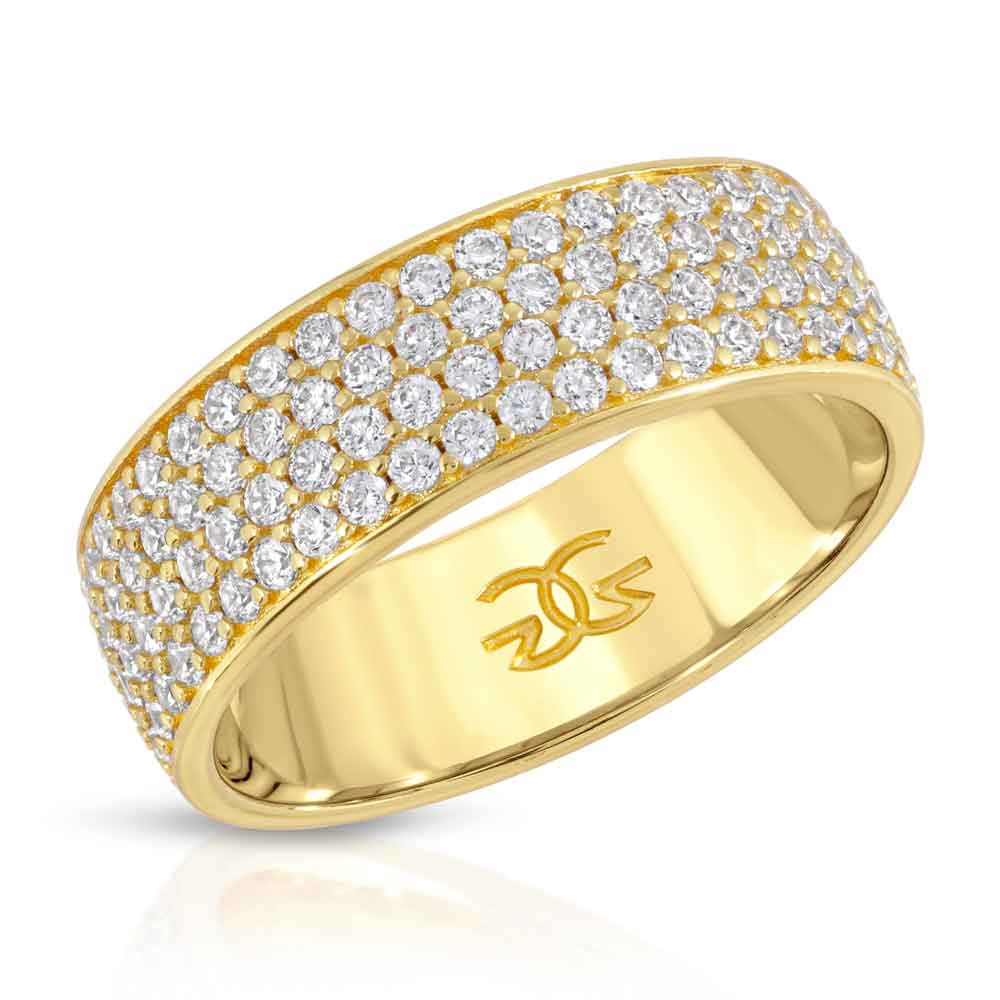 Diamond 4-Row Micro Eternity Ring The Gold Gods Front