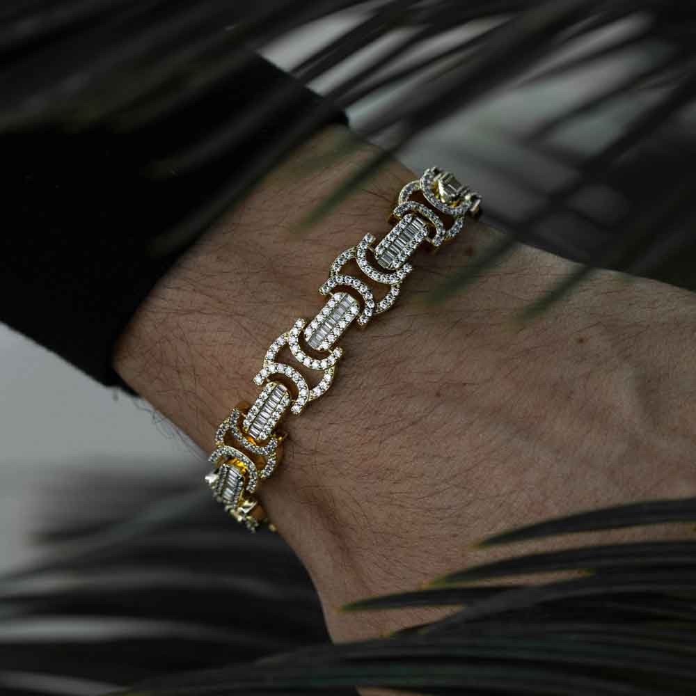Bracelet Double Chain Yellow Gold and Diamond - BAGUETTE