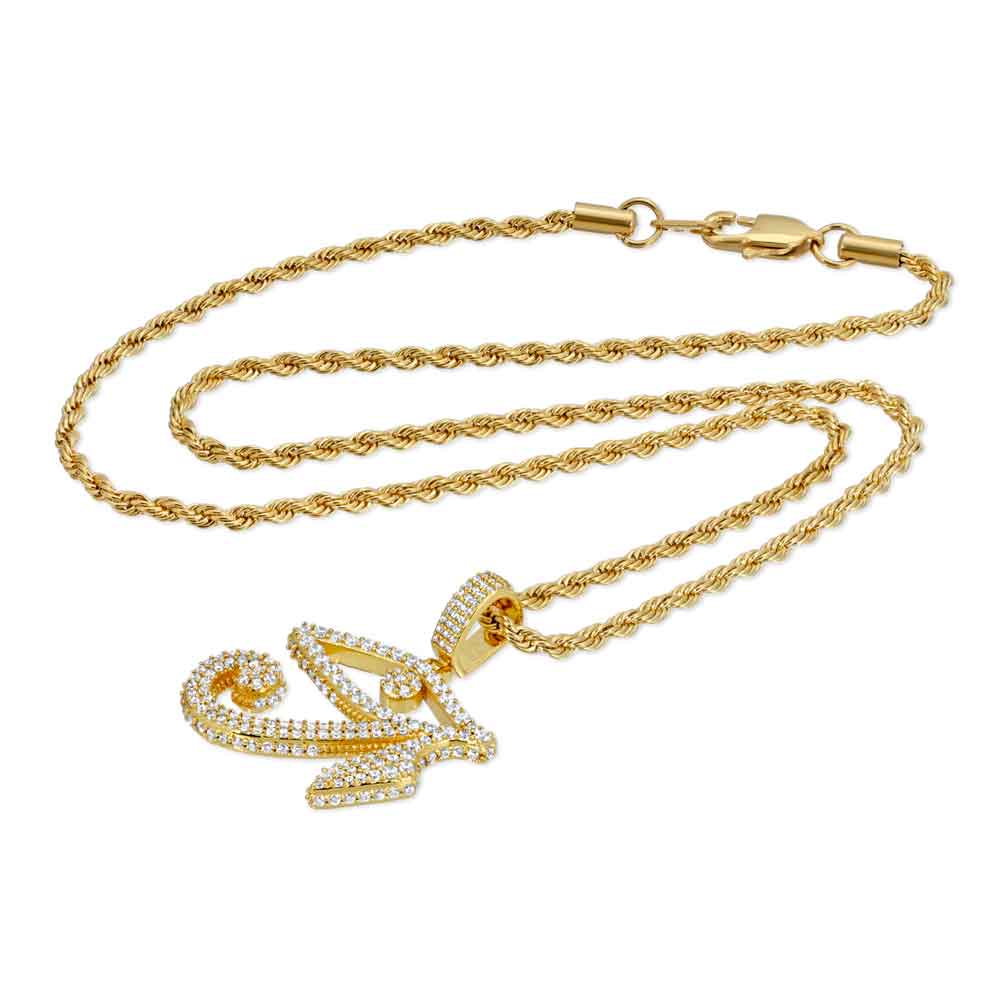 Diamond Eye Of Horus with Rope Chain The Gold Gods side view 2 yellow gold