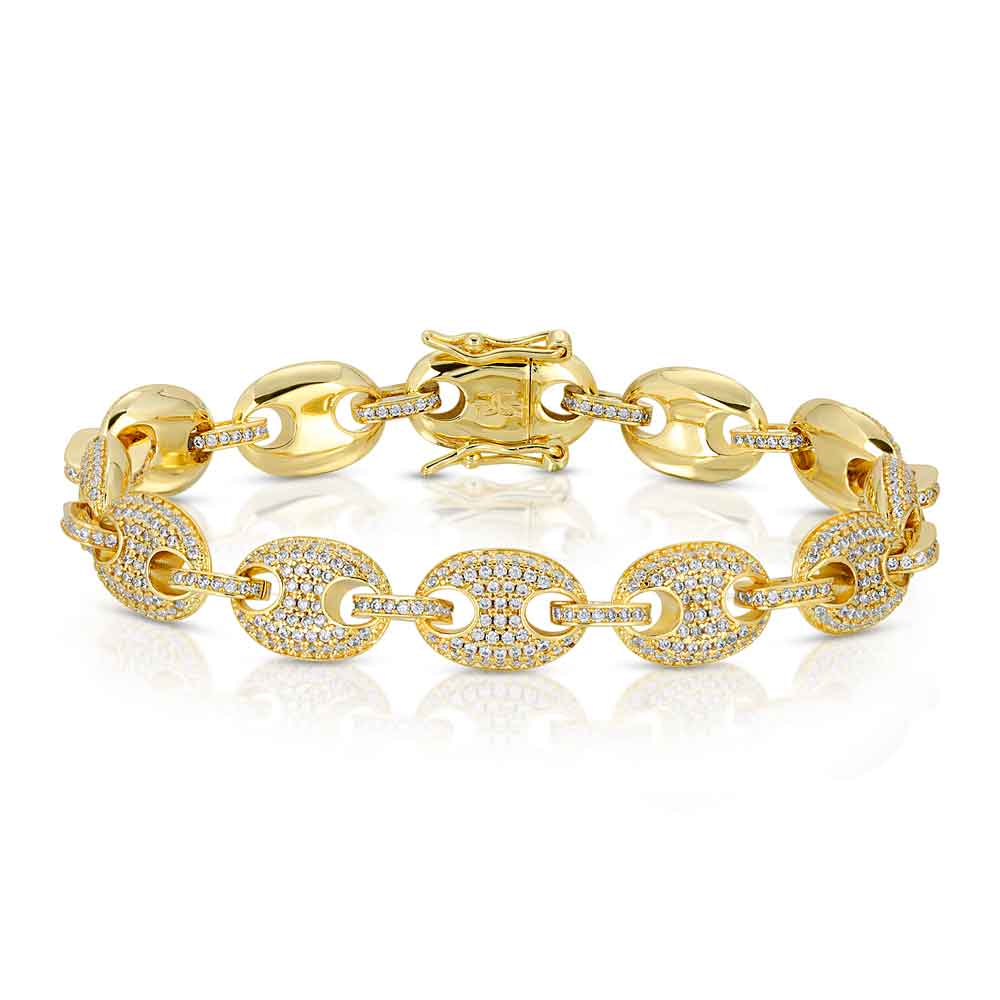 Diamond Puff Link Bracelet The Gold Gods Front