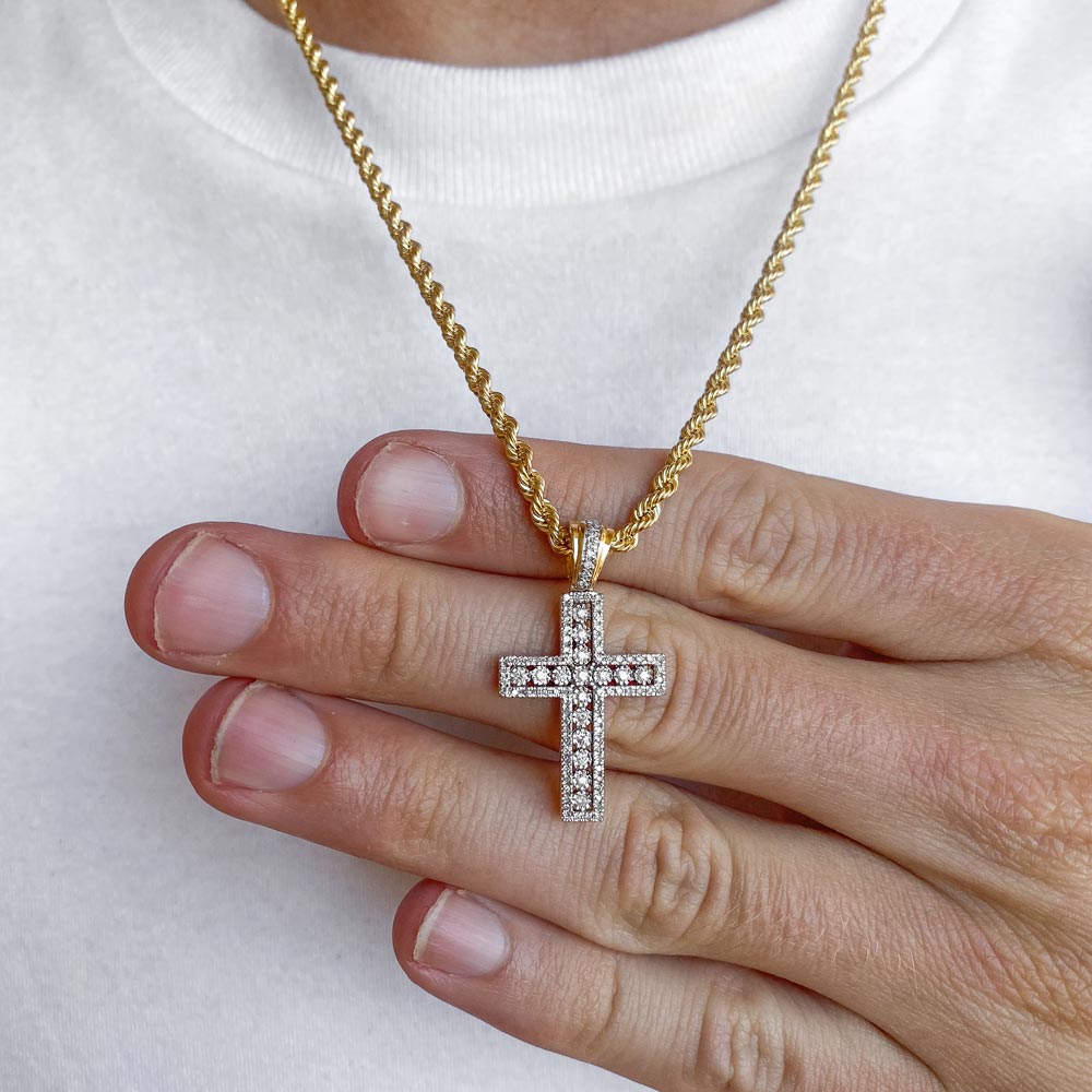 Glory Solid Gold Cross Pendant with Diamonds by Proclamation Jewelry Small