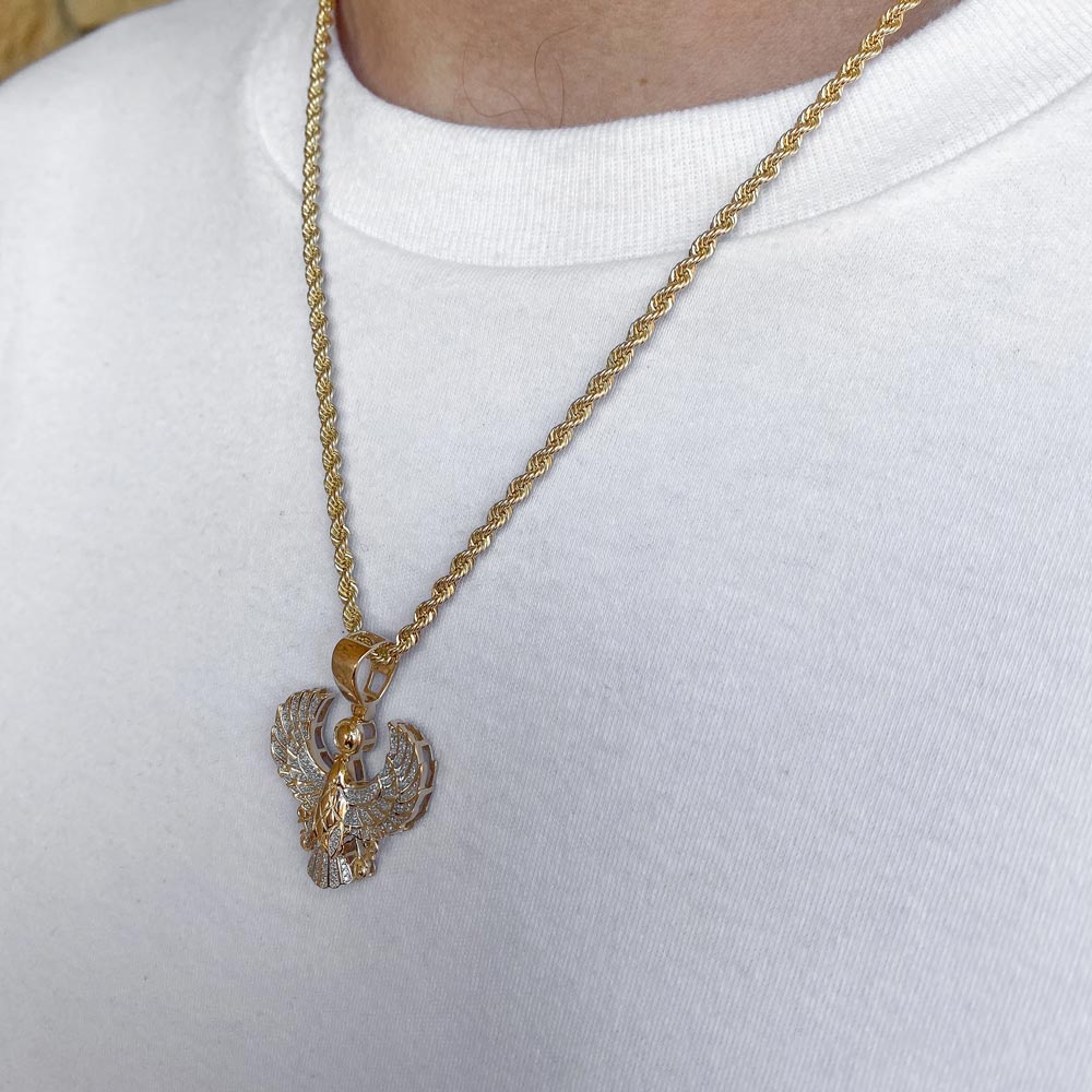 10k Solid Gold Diamond Horus Pendant (.35 CTW)  | The Gold Gods 1