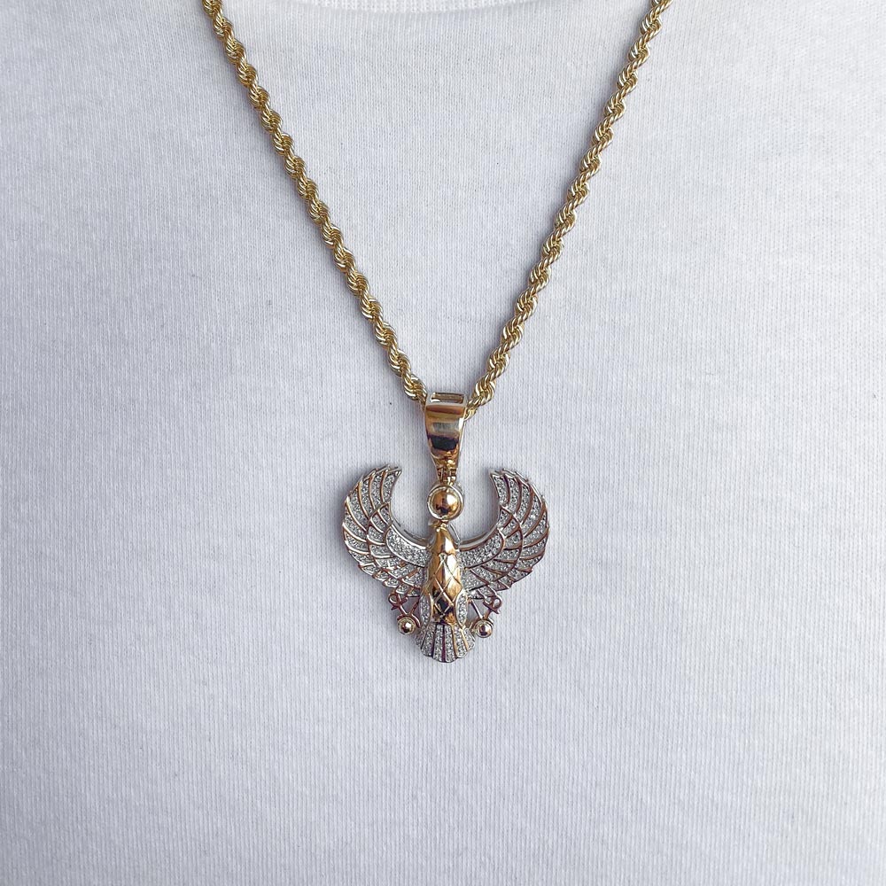 10k Solid Gold Diamond Horus Pendant (.35 CTW)  | The Gold Gods 2