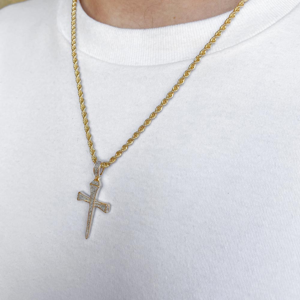 10k Solid Gold Diamond Nail Cross Pendant (.15 CTW)  | The Gold Gods 1