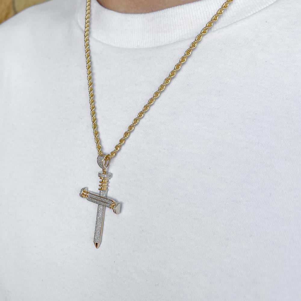 10k Solid Gold Diamond Nails Cross Pendant (.55 CTW)  | The Gold Gods 3