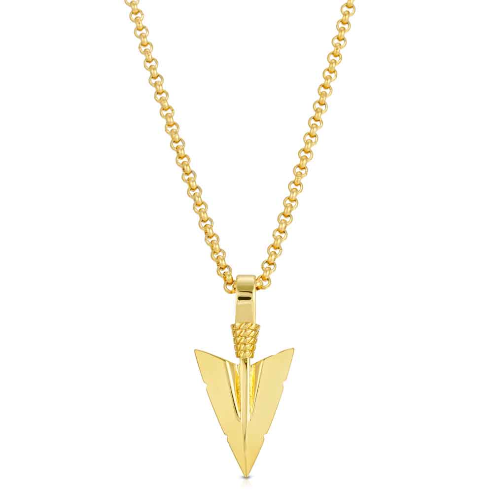 Gold Arrowhead Pendant and Necklace The Gold Gods 4