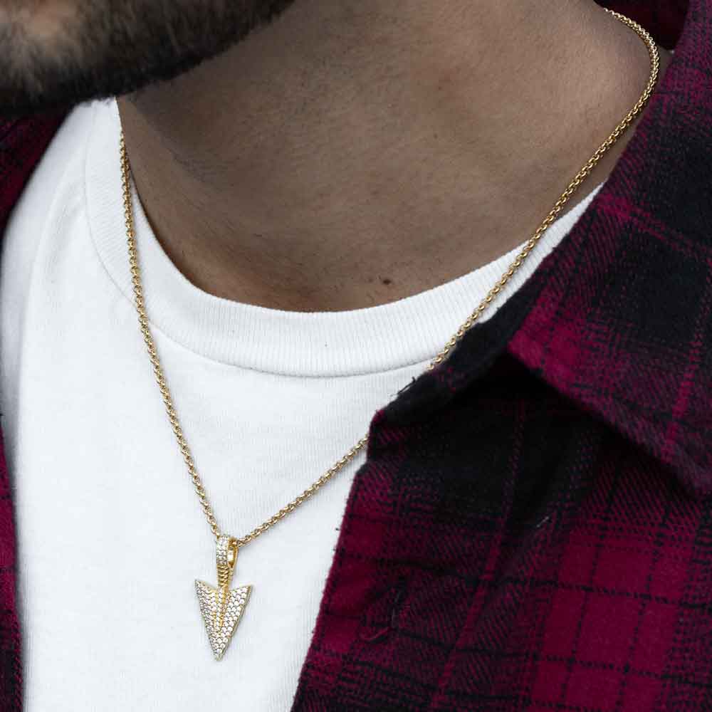 Gold Diamond Arrowhead Pendant Necklace The Gold Gods 3