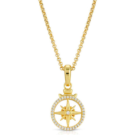 Micro Open Compass Necklace Pendant The Gold Gods 5