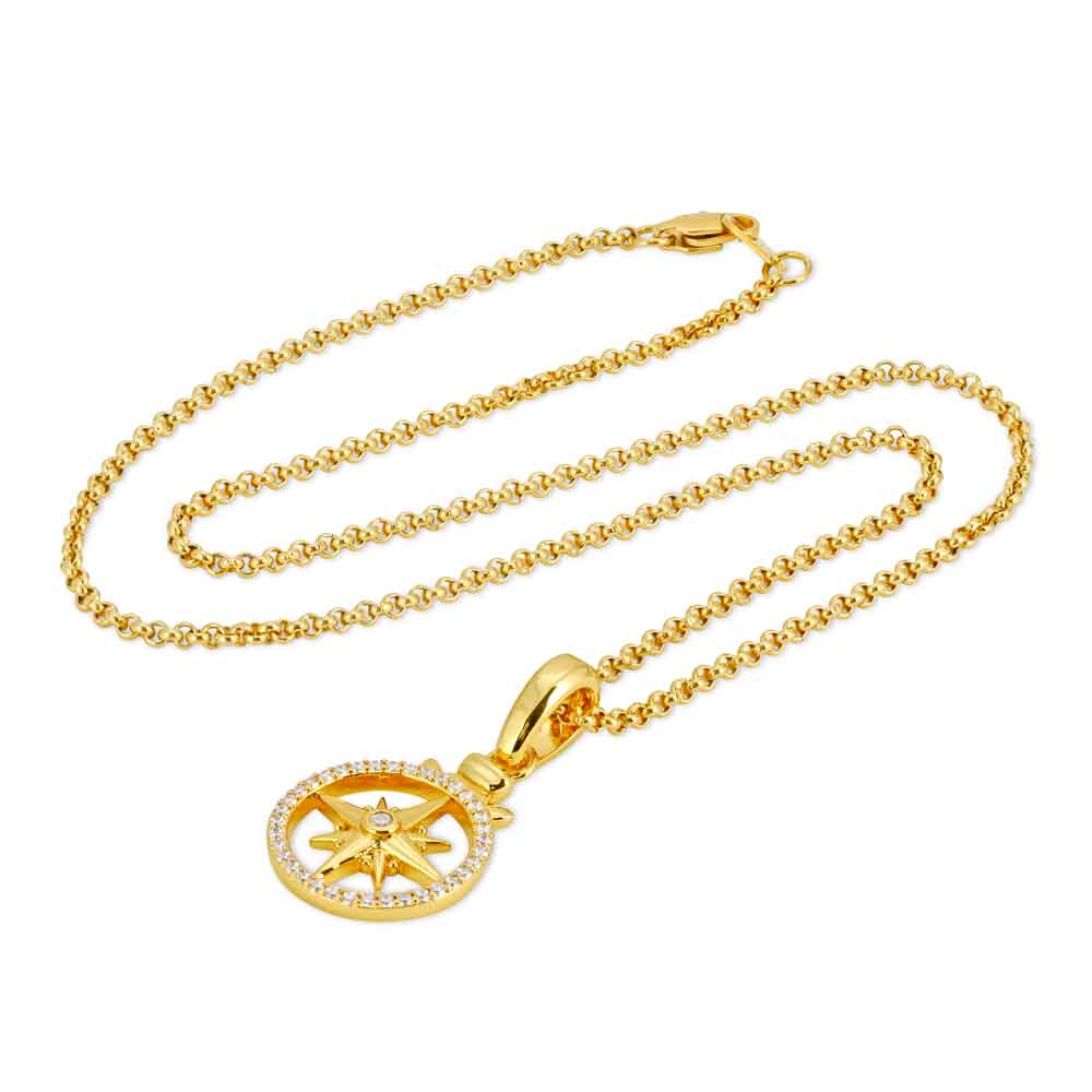 Micro Open Compass Necklace Pendant The Gold Gods 6