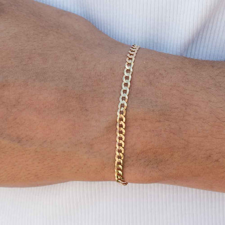 Solid Gold Curb Cuban Bracelet The Gold Gods 3.5mm Lifestyle