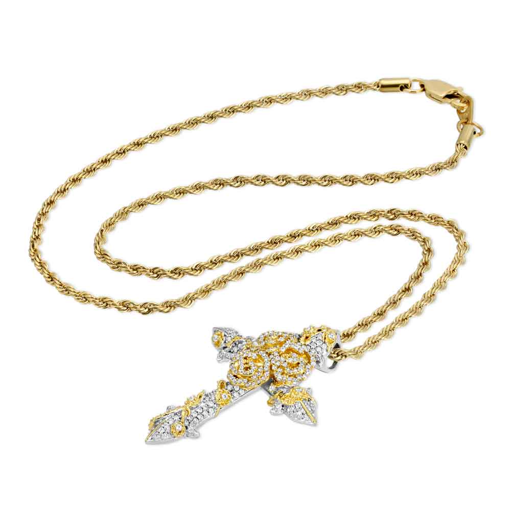 Gold & Diamond Rose Cross Necklace The Gold Gods chain