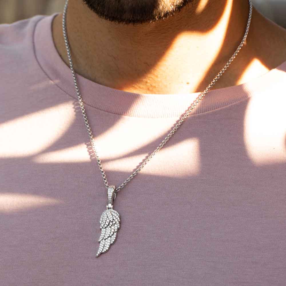 Gold Micro Diamond Wing Pendant Necklace The Gold Gods 4