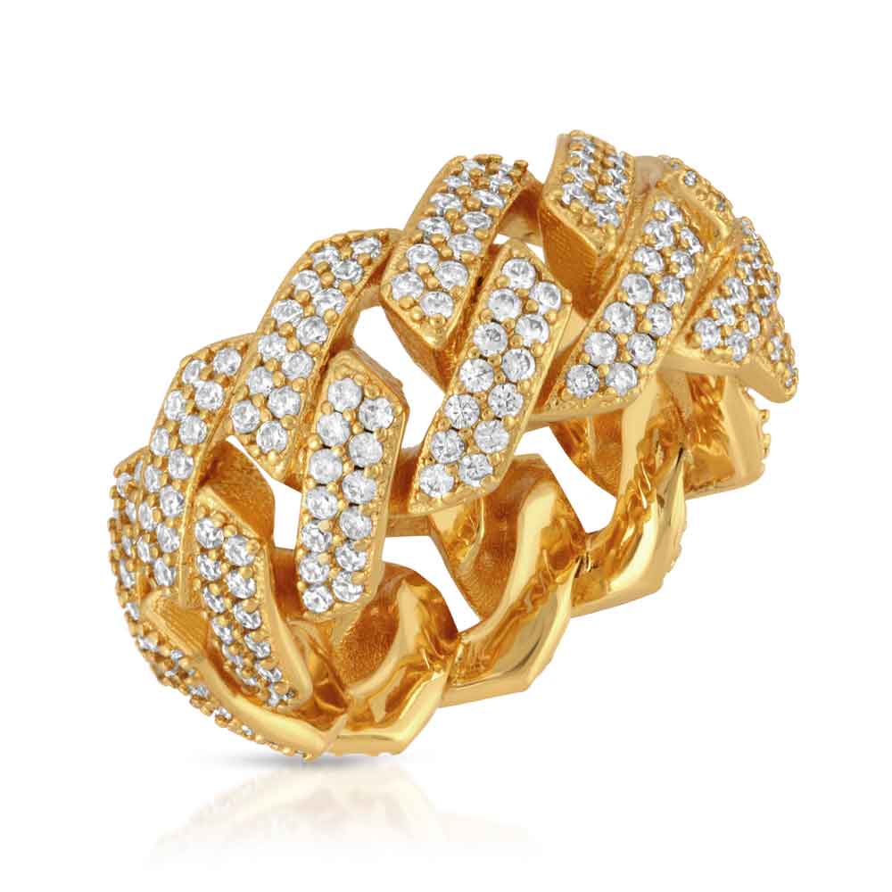 Straight Edge Diamond Cuban Ring The Gold Gods