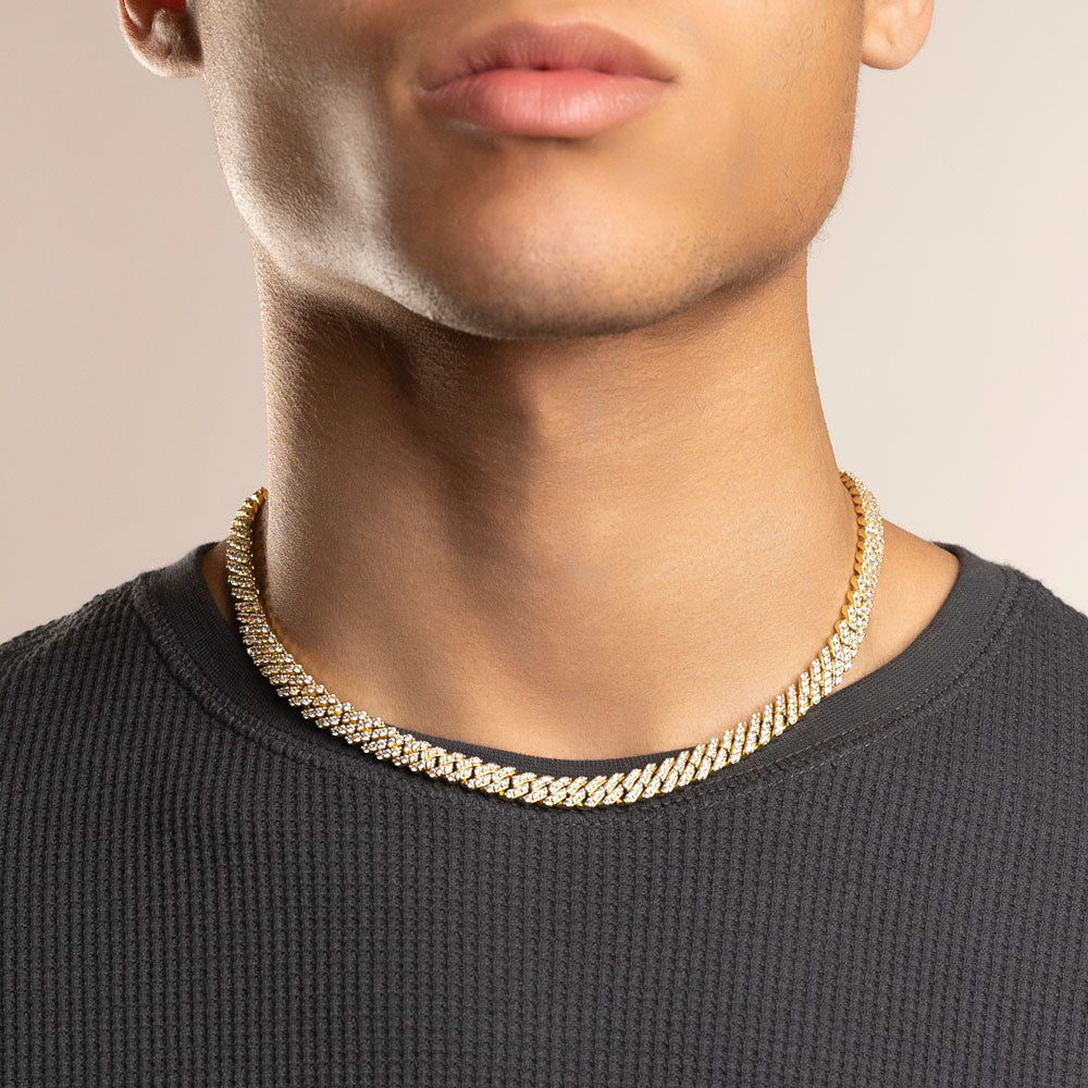 Diamond Straight Edge Cuban Link Chain 8mm