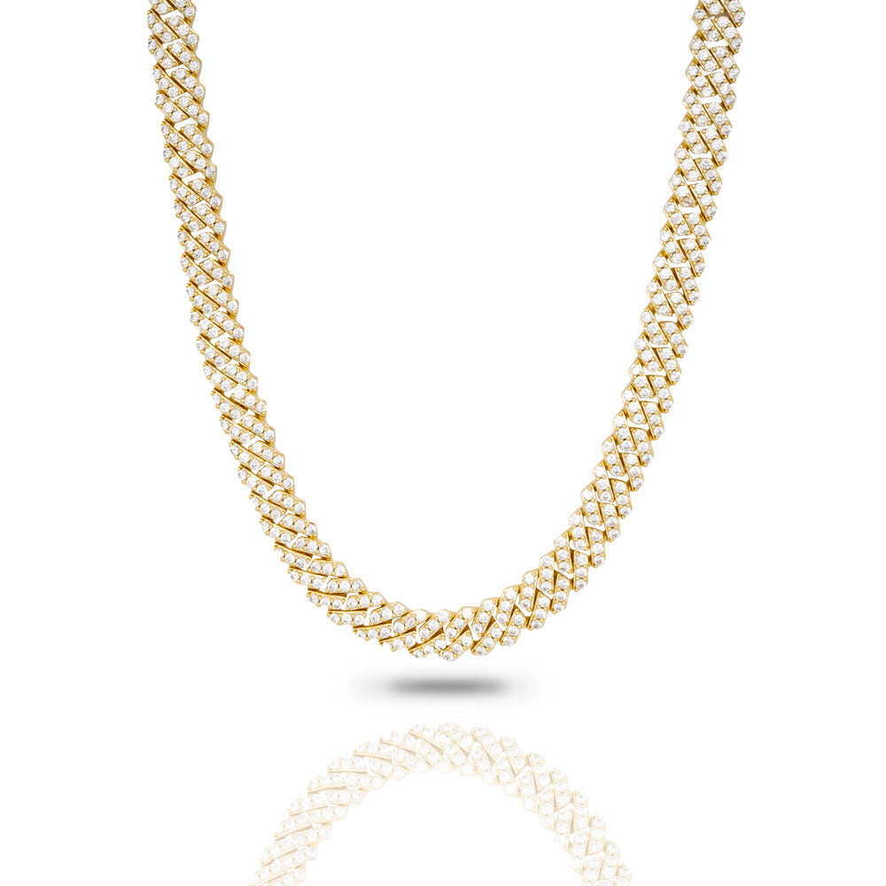 Diamond Straight Edge Cuban Link Chain 8mm