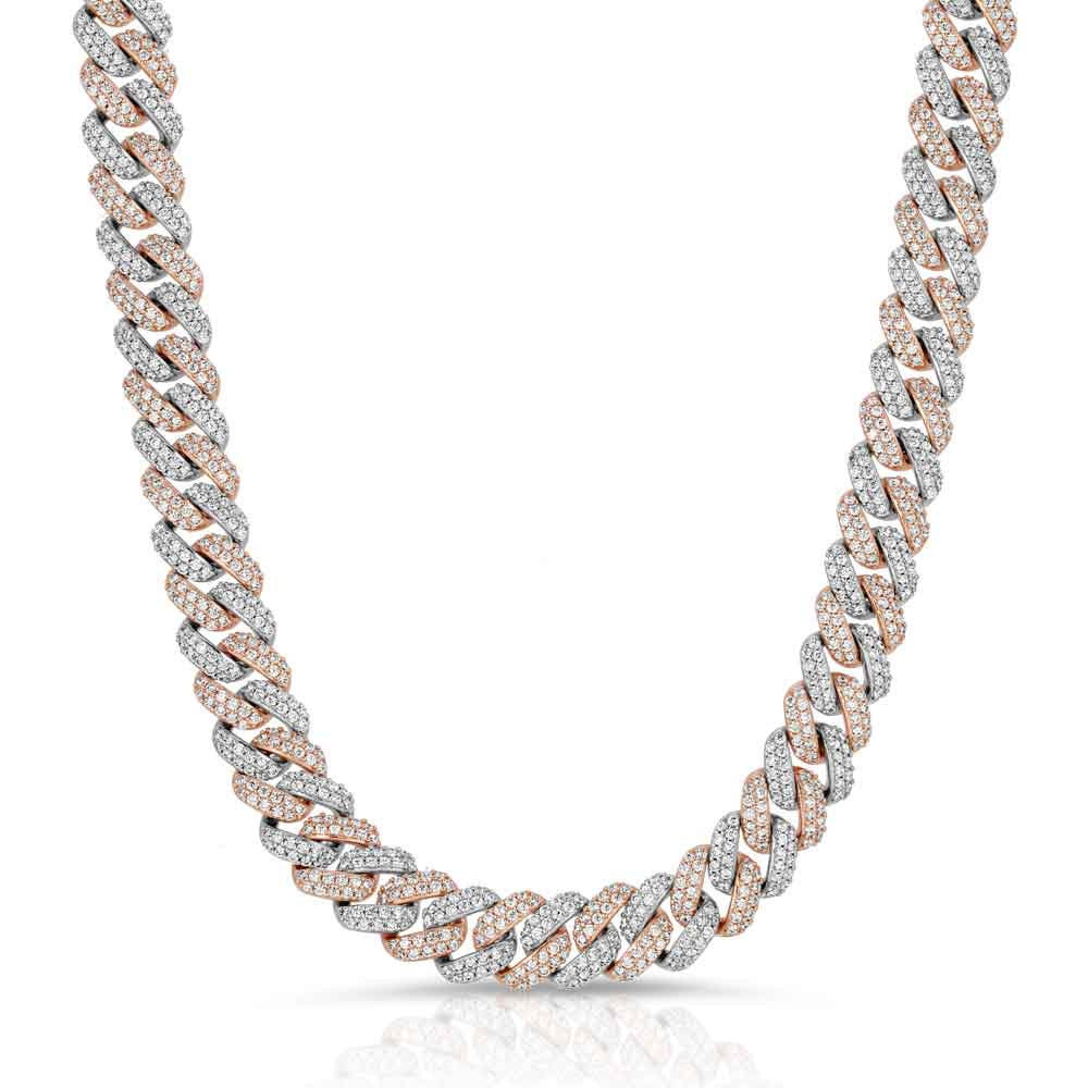 Diamond Cuban Link Choker Chain (12mm) The Gold Gods Two Tone Front