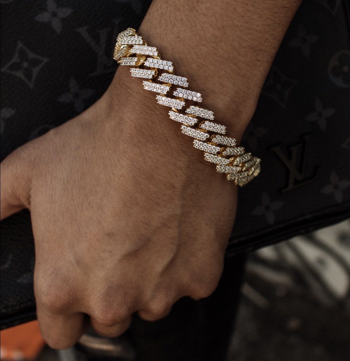 Diamond Cuban Bracelet Straight Edge 15mm The Gold Golds lifestyle look
