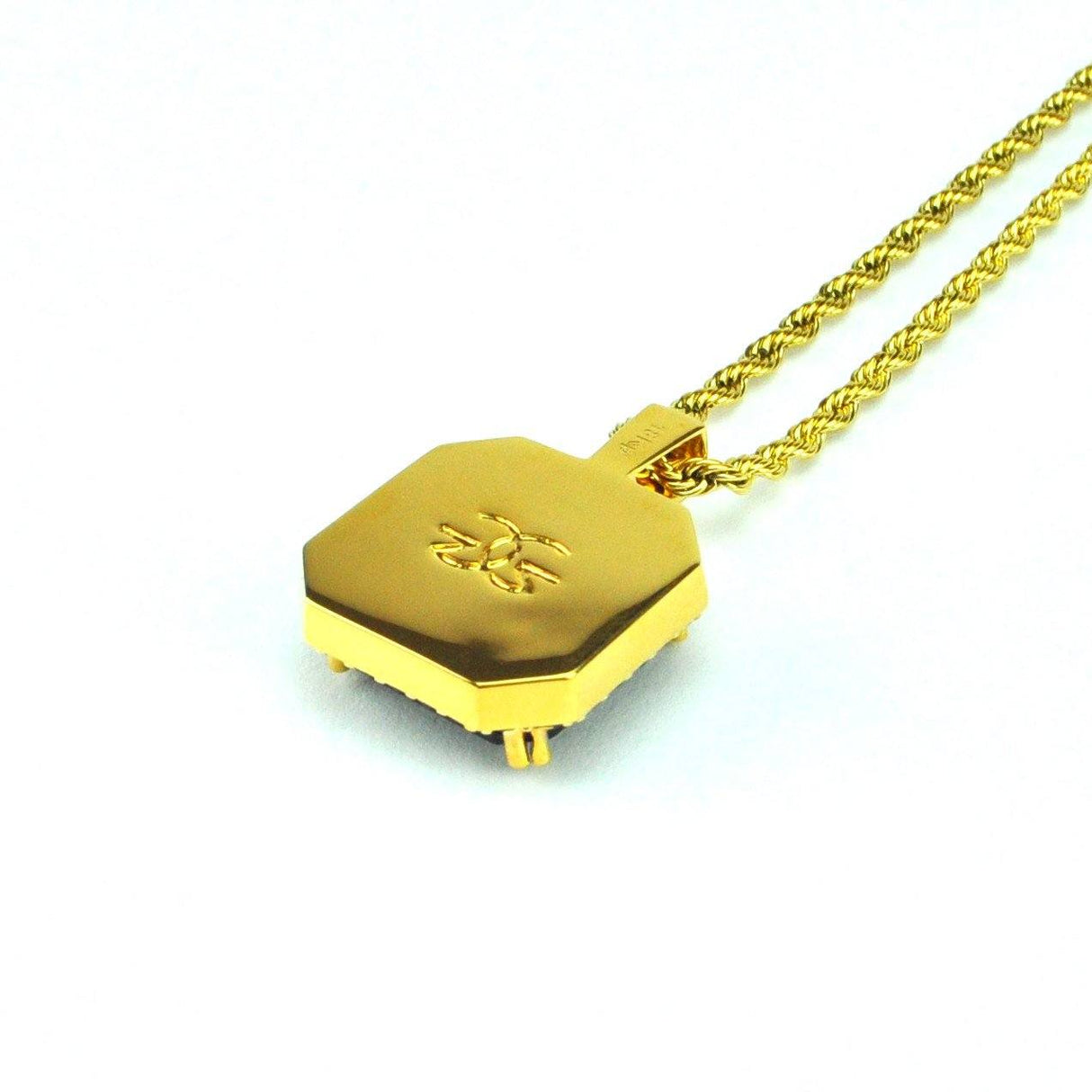 Aura Emerald Pendant Necklace & Rope Gold Chain The Gold Gods top back view