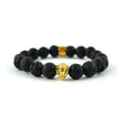 Lava Stone Lion Head Beaded Bracelet The Gold Gods