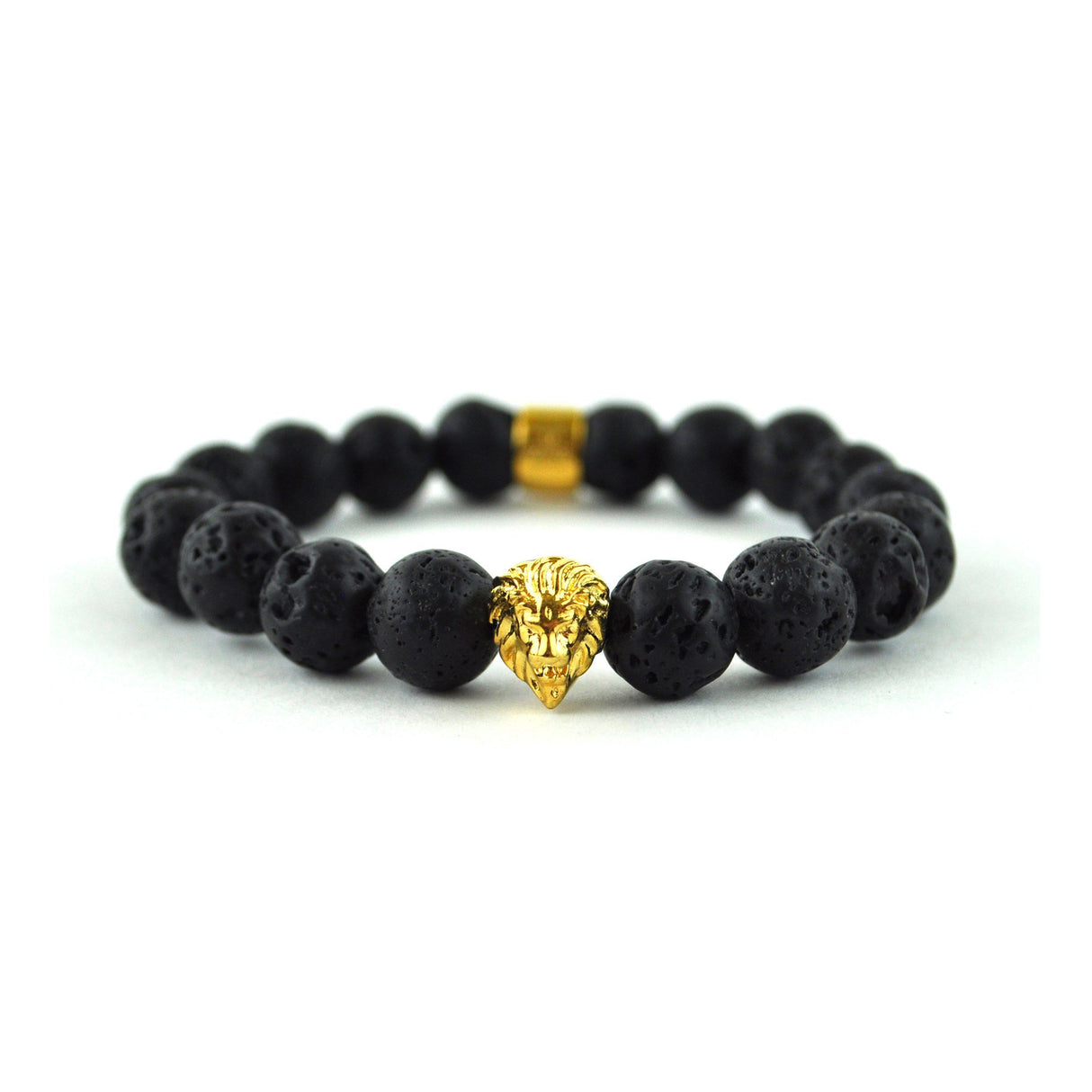 Lava Stone Lion Head Beaded Bracelet The Gold Gods