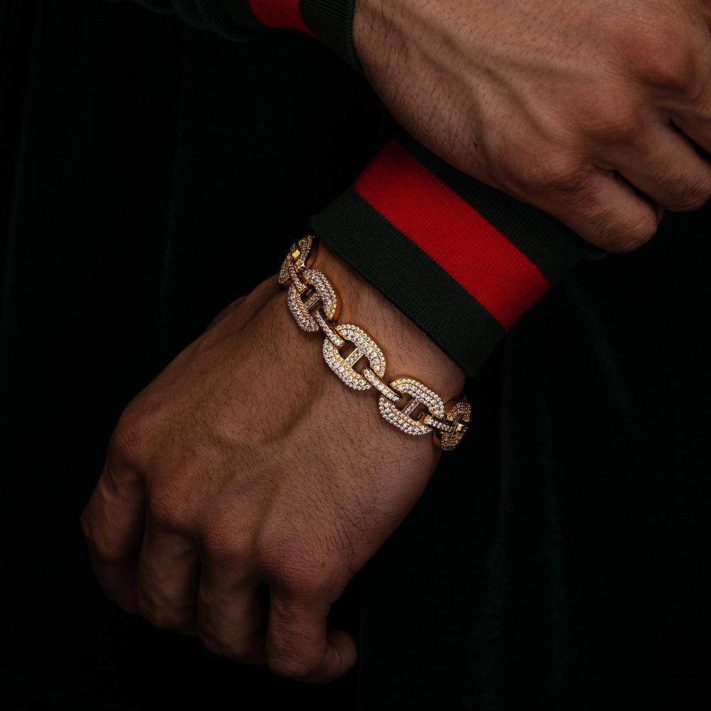 Diamond Mariner Link Bracelet (15mm) The Gold Gods
