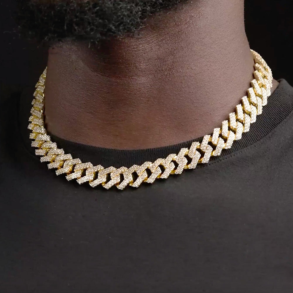 Diamond Cuban Chain Straight Edge 15mm The Gold Gods 18 inch