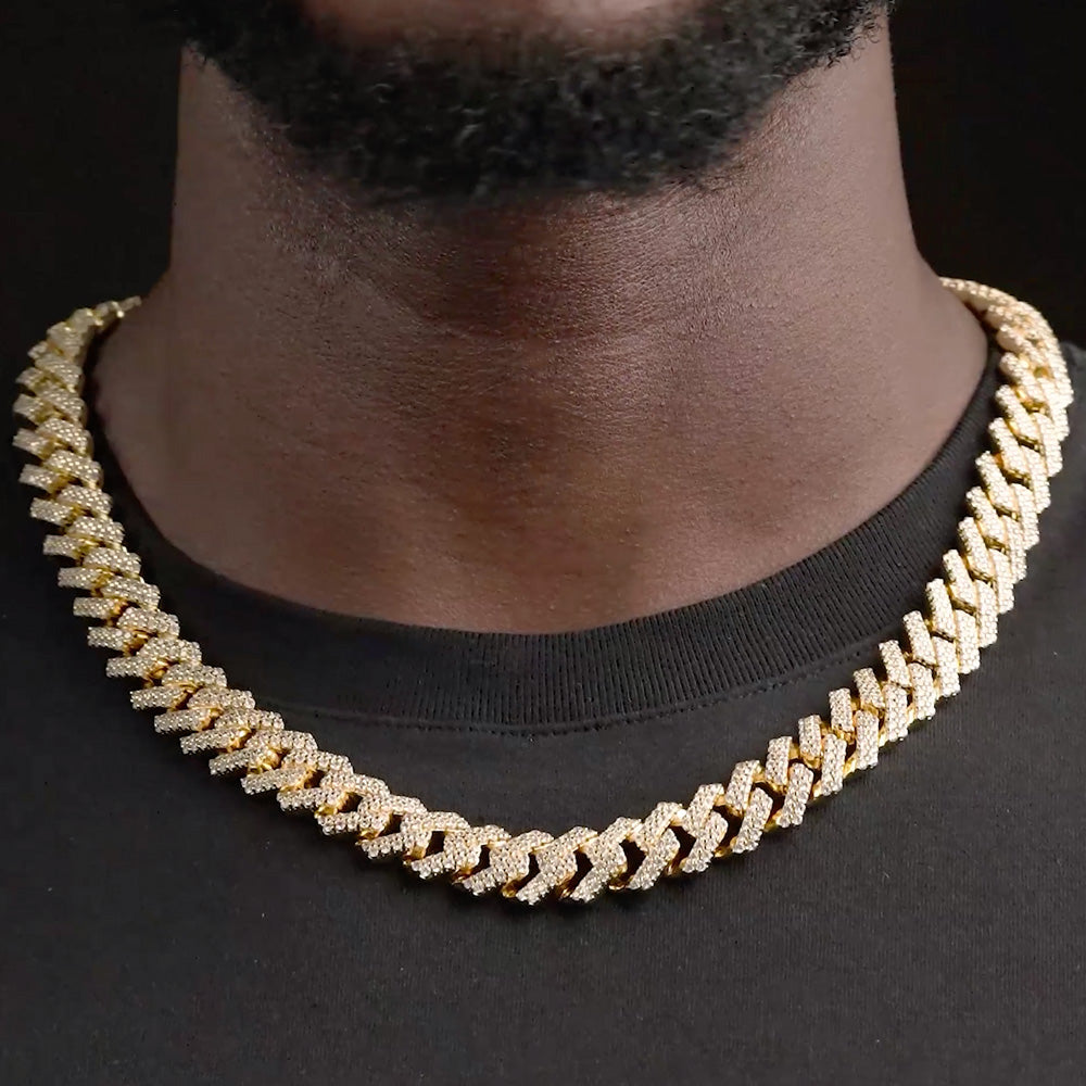 Diamond Cuban Chain Straight Edge 15mm The Gold Gods 22 inch