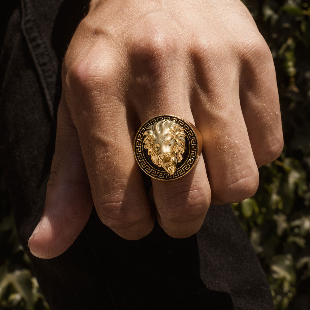 micro Zoekmachinemarketing beha Gold Grecco Lion Ring | The Gold Gods – The Gold Gods®