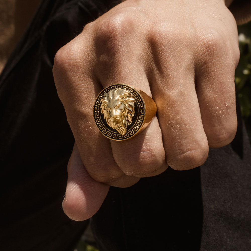 The Gold Gods Signature Lion Grecco Ring