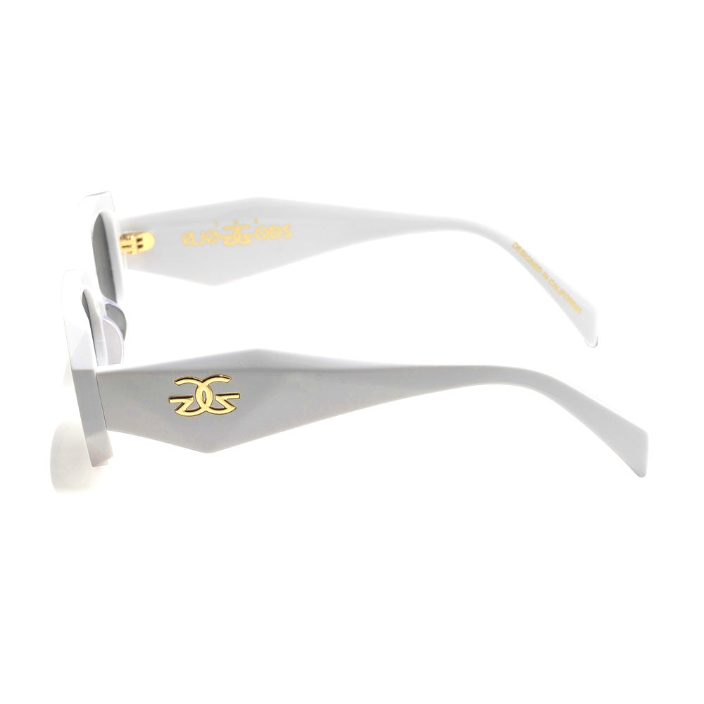 Artemis Glossy White Sunglasses The Gold Gods side view