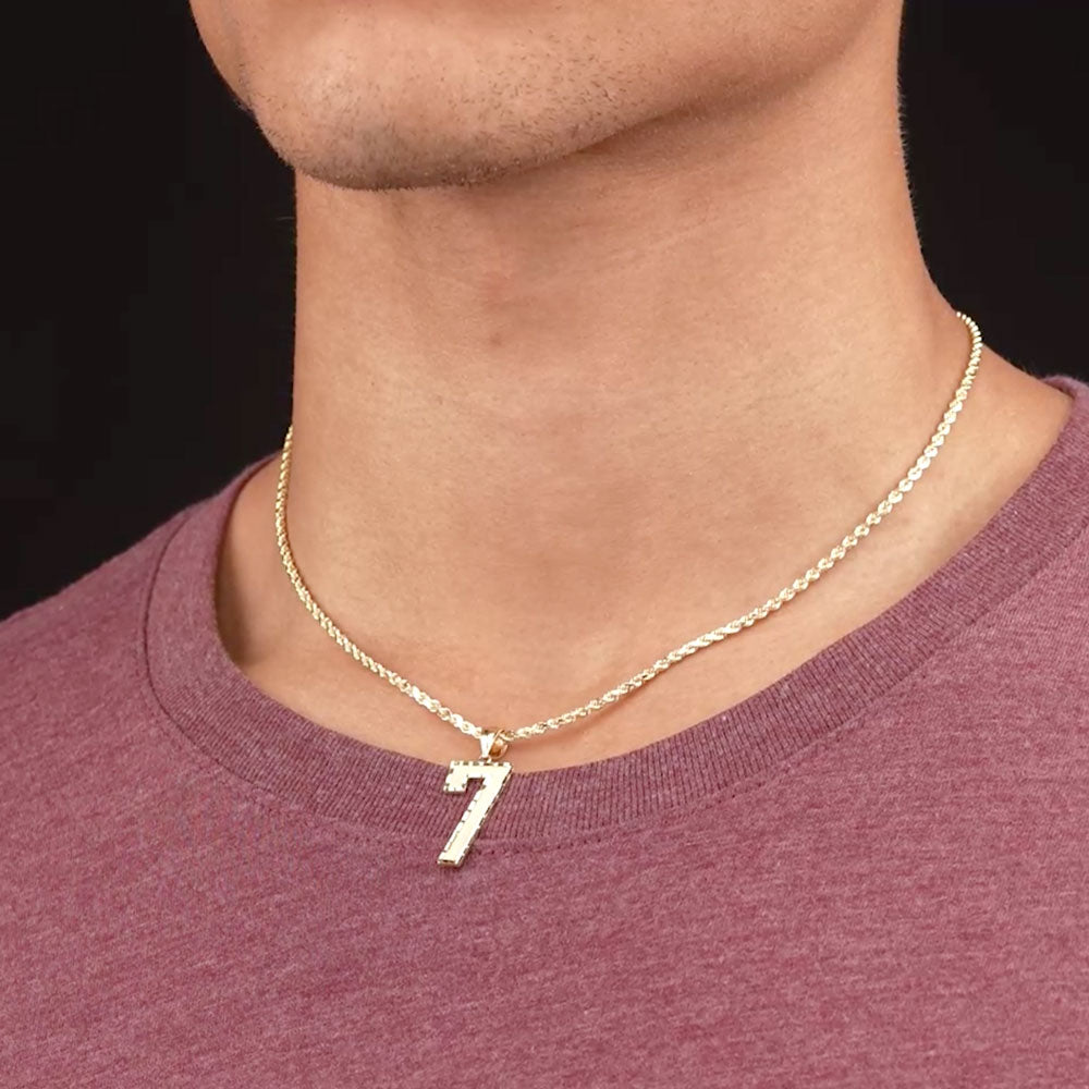 10k Solid Gold Large Jersey Number Pendant 7 The Gold Gods