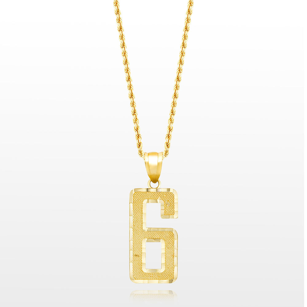 10k Solid Gold Large Jersey Number Pendant The Gold Gods 6
