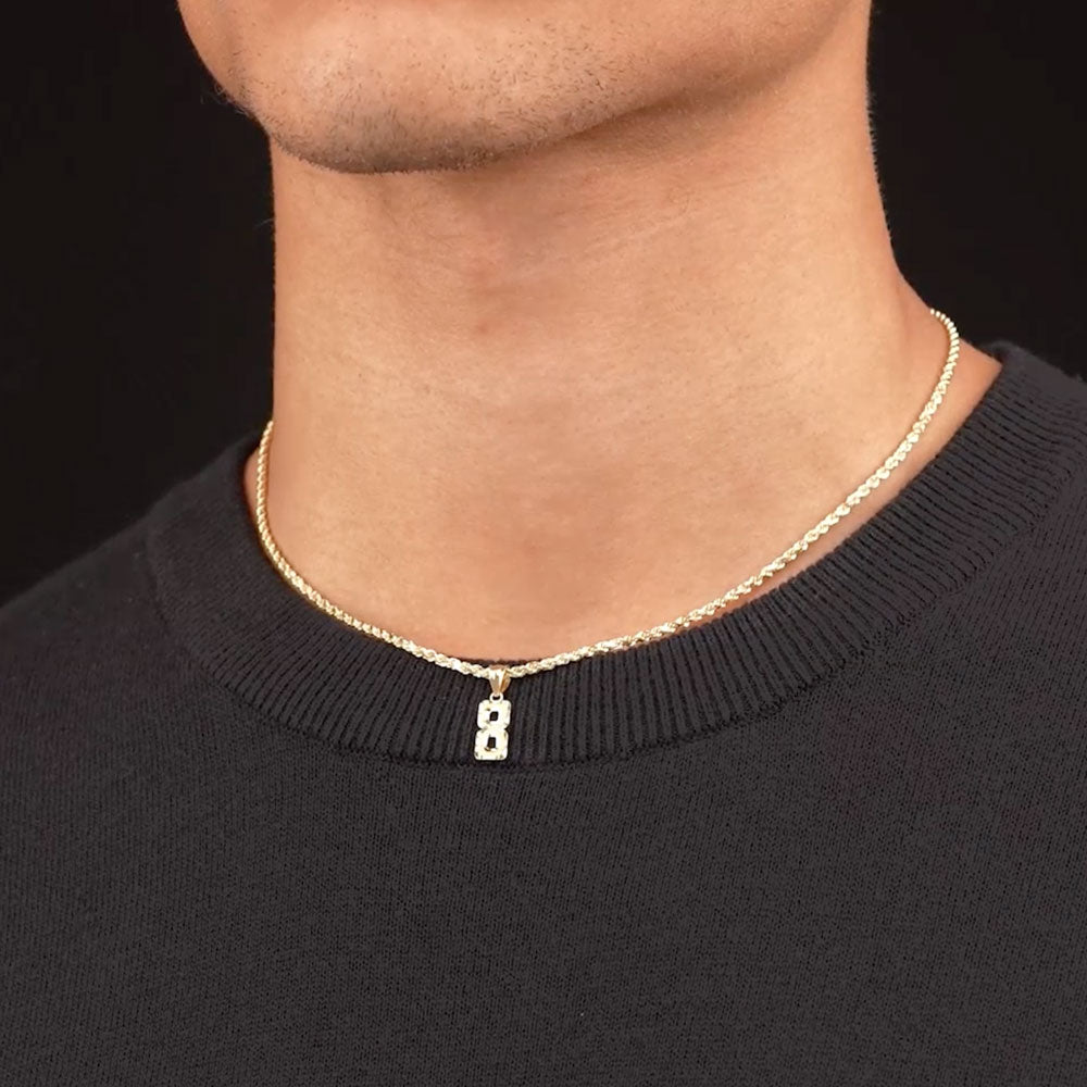10k Solid Gold Small Jersey Number Pendant The Gold Gods 8 Model