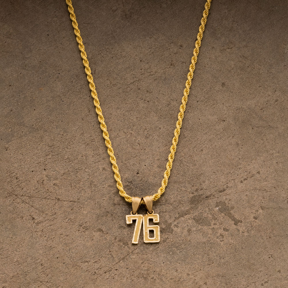 10k Solid Gold Small Jersey Number Pendant The Gold Gods All 3