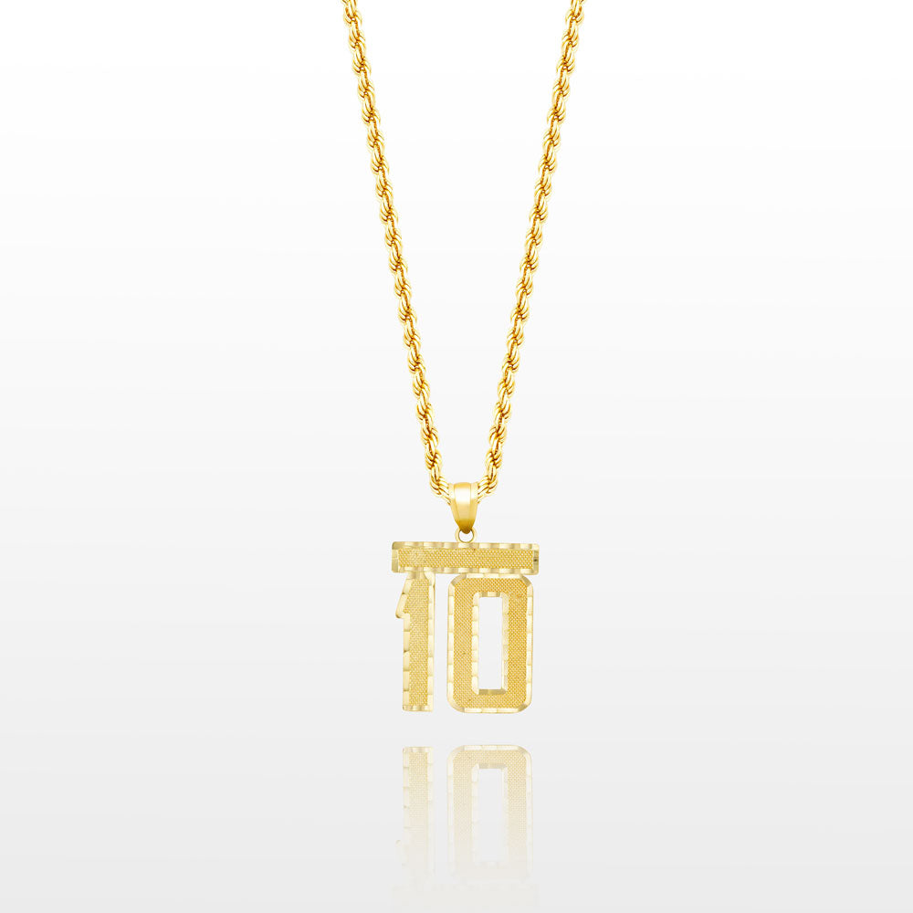 10k Solid Gold Small Jersey Number Pendant The Gold Gods 10