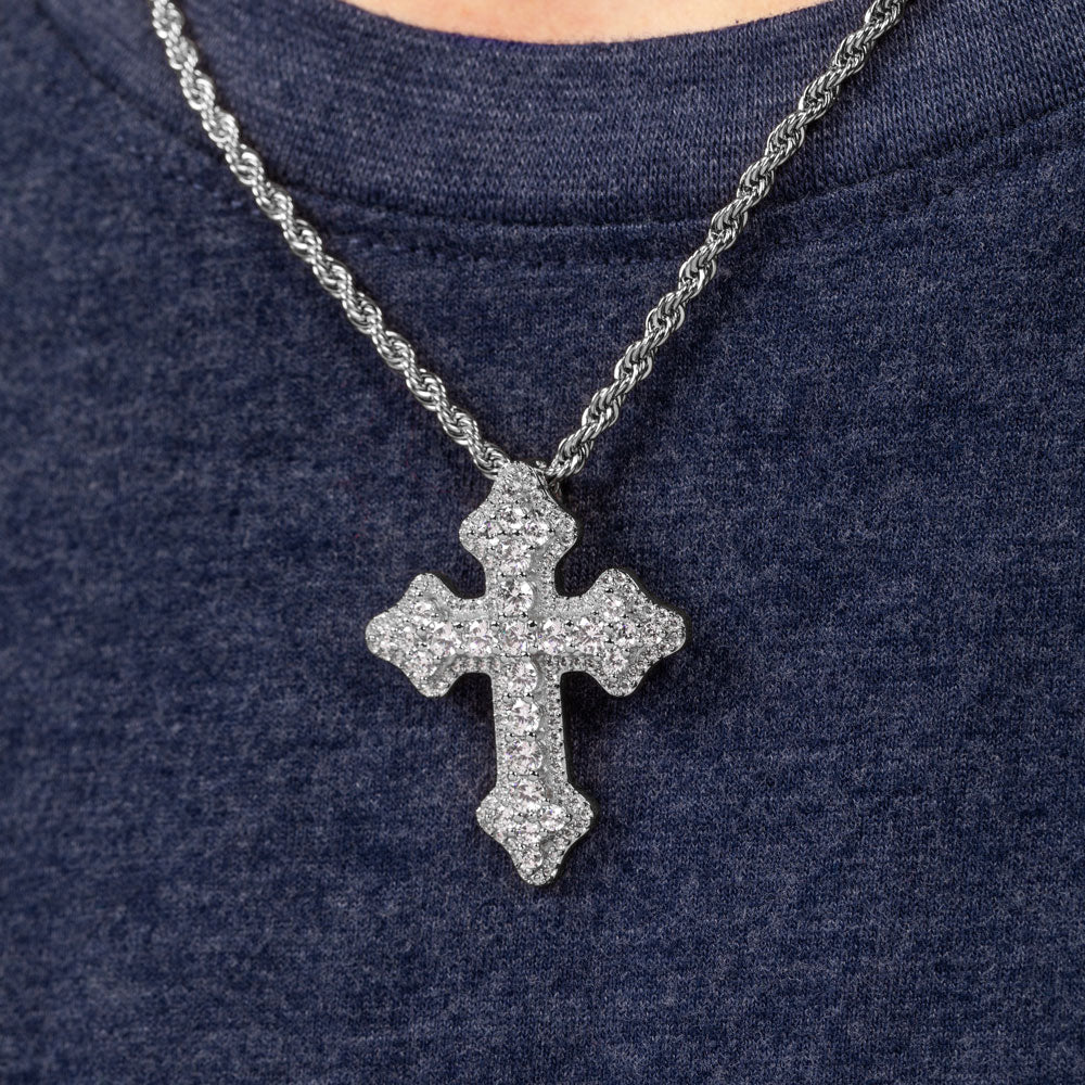 Diamond Fleur De Lis Cross Pendant & Rope Gold Chain The Gold Gods 3