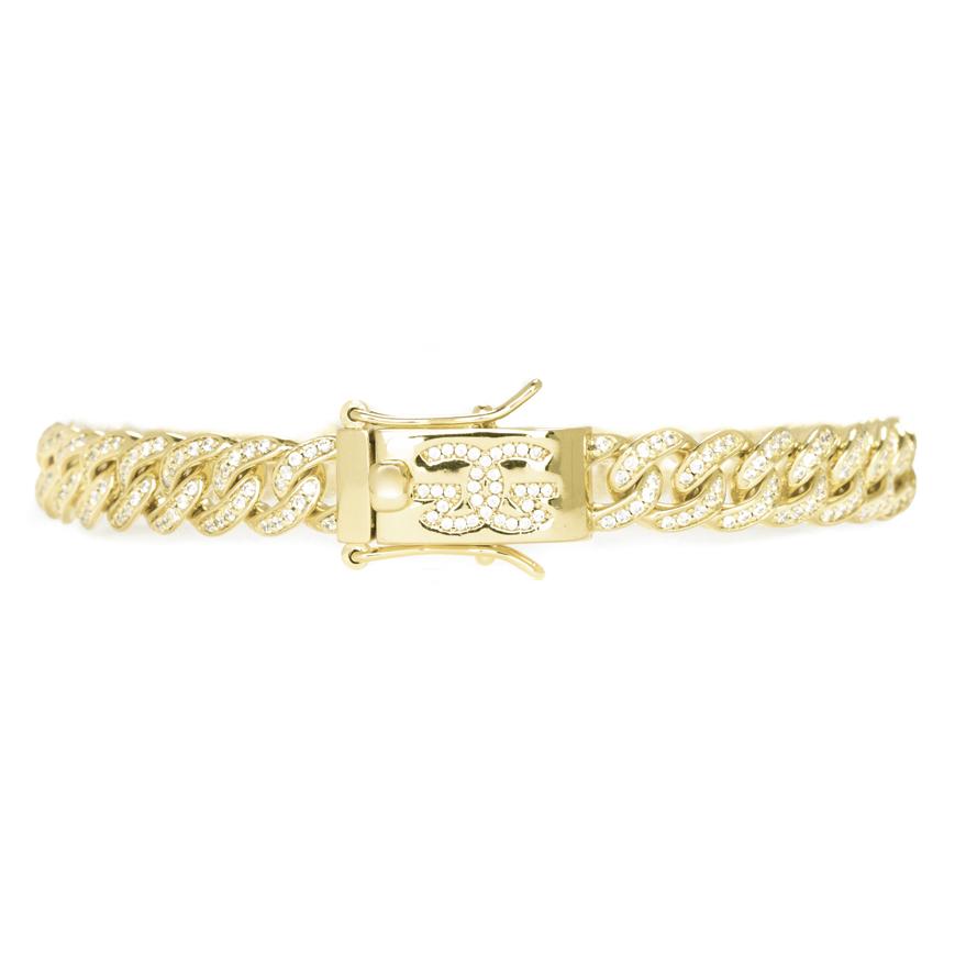 Micro Diamond Cuban Link Bracelet 8mm The Gold Gods  front view