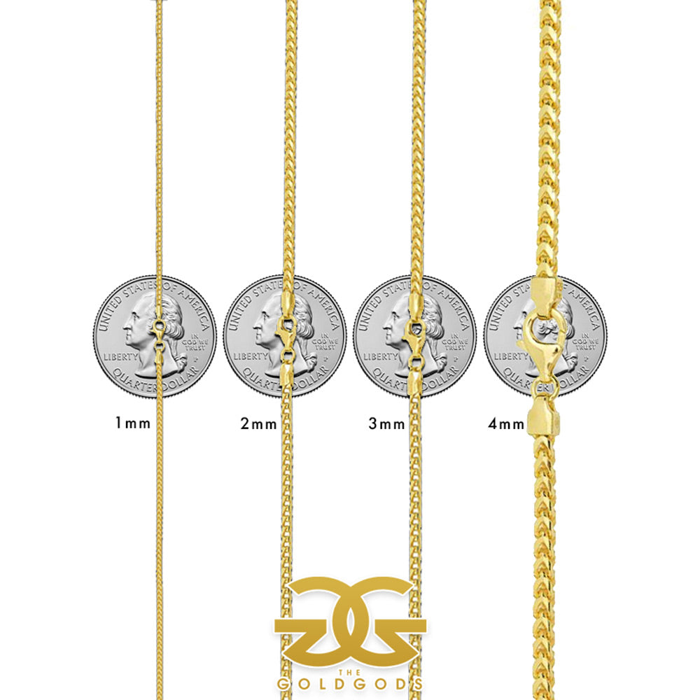 Solid Gold Palm Wheat Franco Bracelet Size Chart The Gold Gods