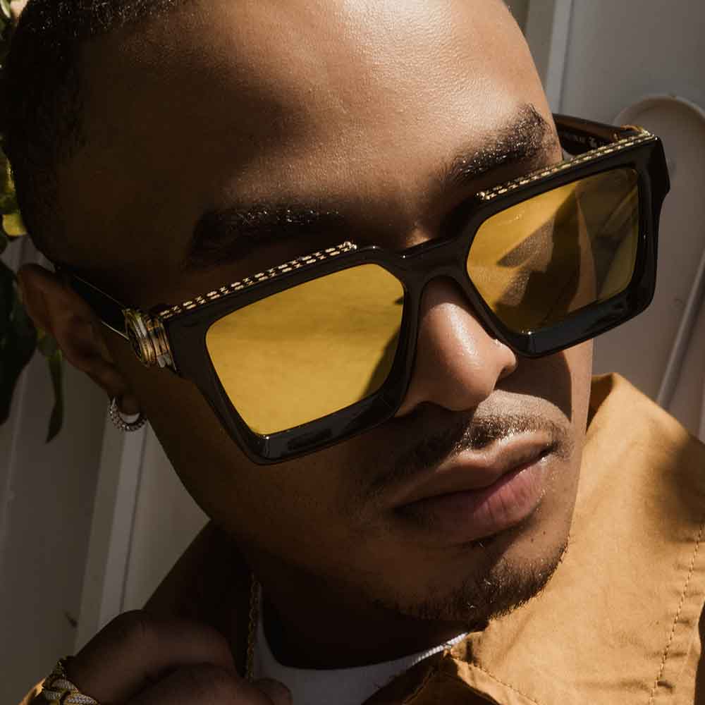 Virgil Glossy Black Sunglasses The Gold Gods front 2