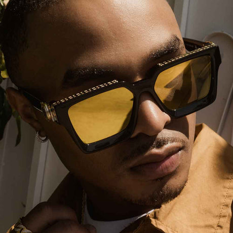 Virgil Glossy Black Sunglasses The Gold Gods front 2