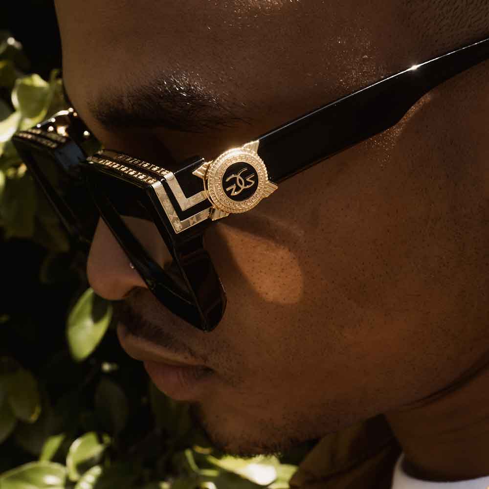 Virgil Glossy Black Sunglasses The Gold Gods side