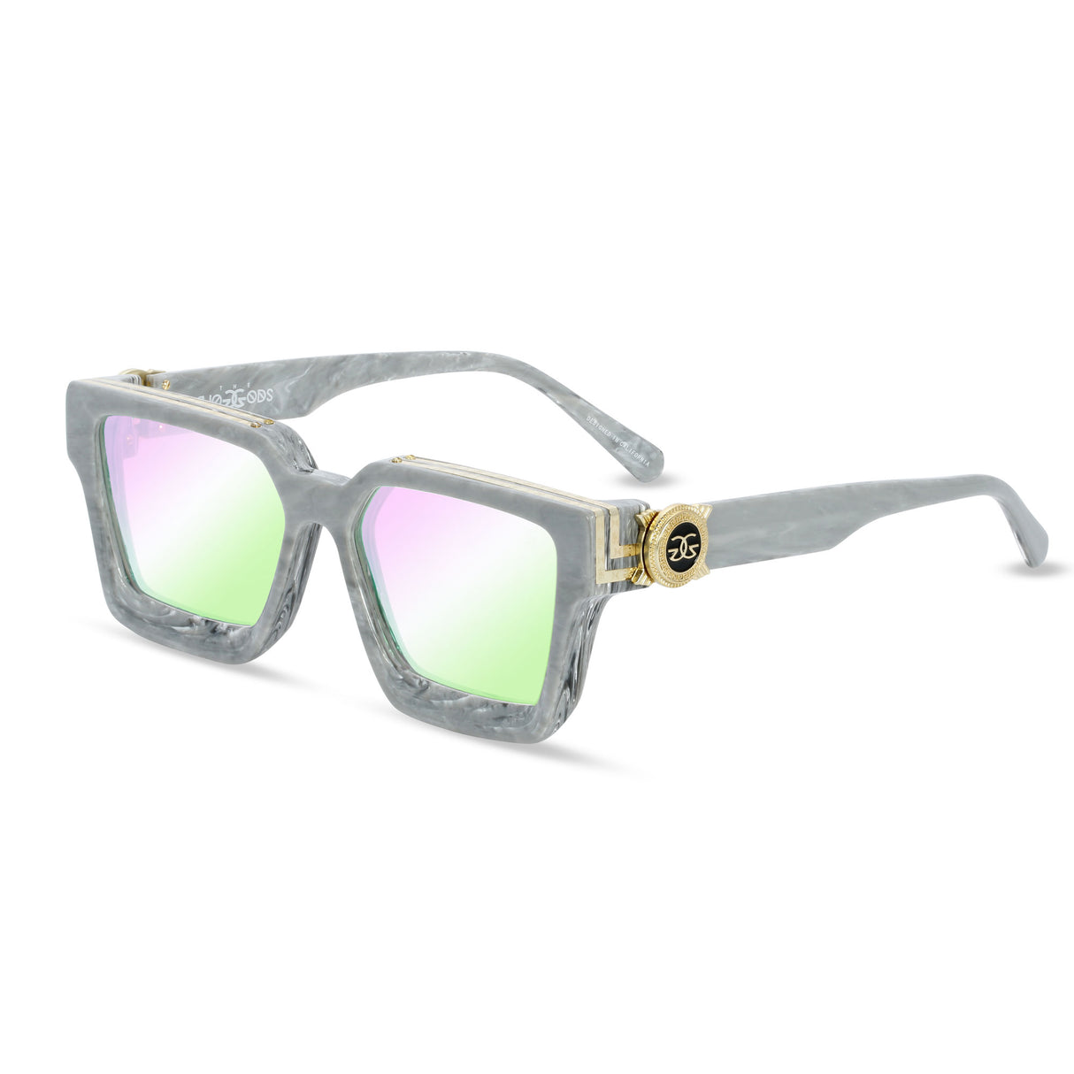 Virgil Grey Marble Sunglasses The Gold Gods Crystal Multi Flash