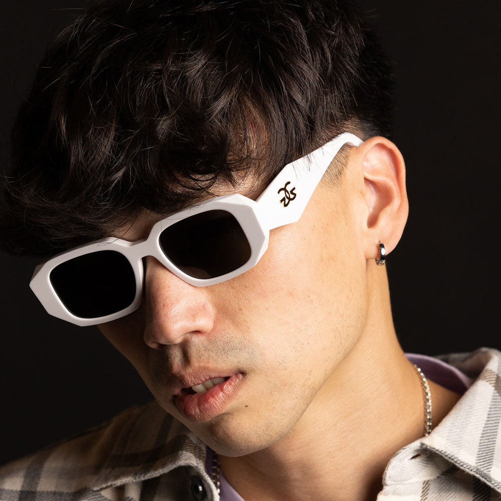 Artemis Glossy White Sunglasses The Gold Gods 3