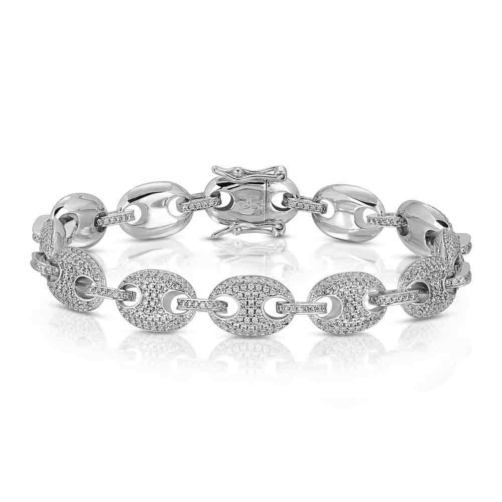 Diamond Puff Link Bracelet The Gold Gods White Gold