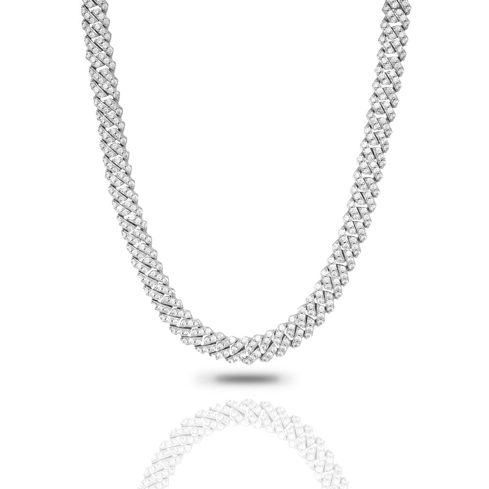 Diamond Straight Edge Cuban Link Chain 8mm