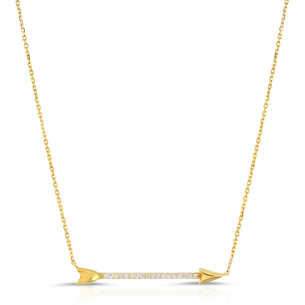 Womens 14k Solid Gold Diamond Arrow Necklace 2 | The Gold Goddess