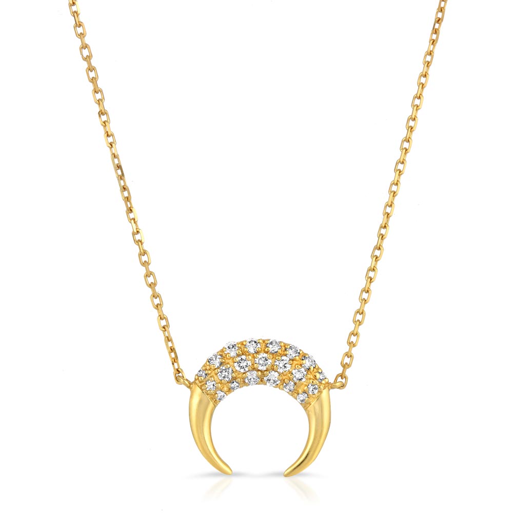 Womens 14k Solid Gold Diamond Crescent Moon Necklace The Gold Goddess 2