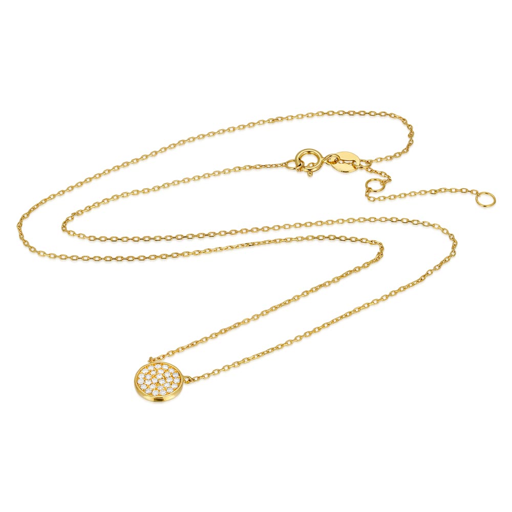 Womens 14k Solid Gold Diamond Disc Necklace  | The Gold Goddess