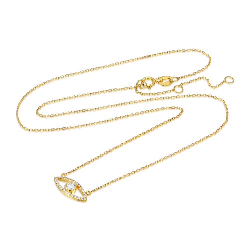 Women's 14k Solid Gold Diamond Eye Necklace The Gold Goddess top