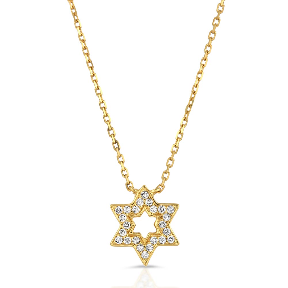Womens 14k Solid Gold Diamond Star of David Necklace The Gold Goddess